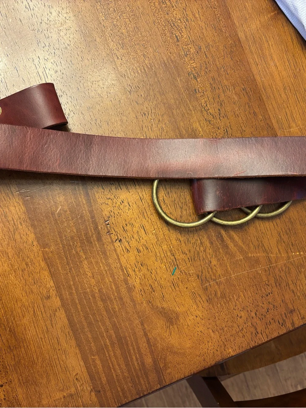 Kim White Women's Brown Leather Belt with Triple Ring Buckle stylish belt